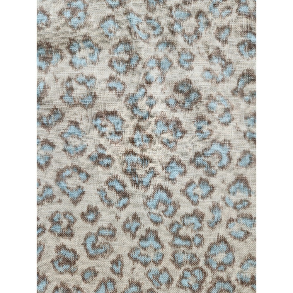 1.4+yd/ Tan Blue Leopard Fabric Linen Blend 54"W Jaclyn Smith TREND remnant